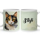 Névvel kérhető - Calico macska portré mintás bögre