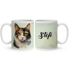 Névvel kérhető - Calico macska portré mintás bögre