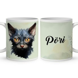 Névvel kérhető - Lykoi macska portré mintás bögre