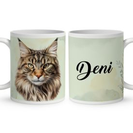 Névvel kérhető - Maine Coon macska portré mintás bögre