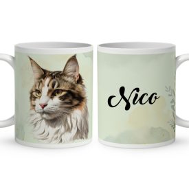   Névvel kérhető - Norvég erdei macska portré mintás bögre