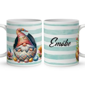   Névvel kérhető - Húsvéti manó virágokkal mintás bögre