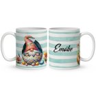 Névvel kérhető - Húsvéti manó virágokkal mintás bögre