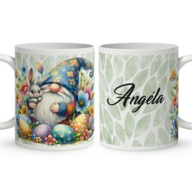   Névvel kérhető - Húsvéti manó nyuszikával mintás bögre
