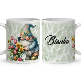   Névvel kérhető - Cuki manó és a tavaszi virágok mintás bögre