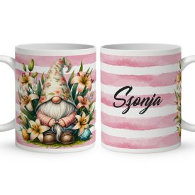 Névvel kérhető - Liliom és cuki manó mintás bögre