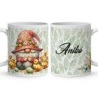 Névvel kérhető - Húsvéti manó kis csibékkel mintás bögre