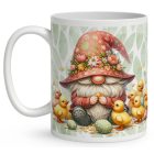 Névvel kérhető - Húsvéti manó kis csibékkel mintás bögre