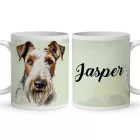 Névvel kérhető - Drótszőrű fox terrier portré mintás bögre