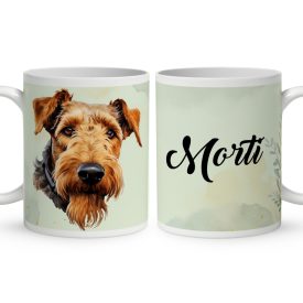 Névvel kérhető - Airedale terrier portré mintás bögre