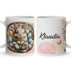 Névvel kérhető - Cuki talpi - nyuszi kosárban mintás bögre