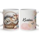 Névvel kérhető - Kis lazulós húsvéti nyuszi mintás bögre