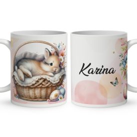   Névvel kérhető - Kis lazulós húsvéti nyuszi mintás bögre