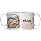 Névvel kérhető - Kis lazulós húsvéti nyuszi mintás bögre