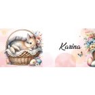 Névvel kérhető - Kis lazulós húsvéti nyuszi mintás bögre