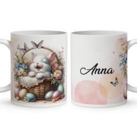   Névvel kérhető - Vidám kis húsvéti nyuszi mintás bögre
