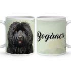 Névvel kérhető - Fekete puli portré mintás bögre
