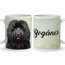 Névvel kérhető - Fekete puli portré mintás bögre