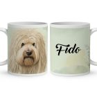 Névvel kérhető - Fehér puli portré mintás bögre