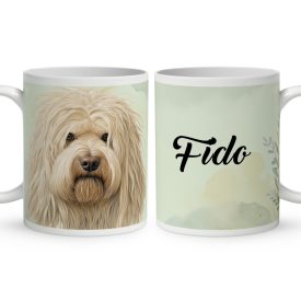 Névvel kérhető - Fehér puli portré mintás bögre