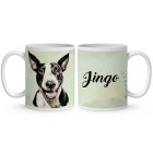 Névvel kérhető - Fekete bullterrier portré mintás bögre