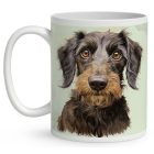 Névvel kérhető - Drótszőrű tacskó portré mintás bögre