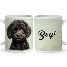   Névvel kérhető - Kis fekete uszkár portré mintás bögre