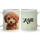 Névvel kérhető - Kis barna uszkár portré mintás bögre