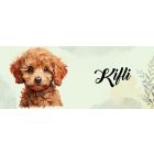 Névvel kérhető - Kis barna uszkár portré mintás bögre