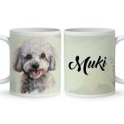 Névvel kérhető - Kis fehér uszkár portré mintás bögre