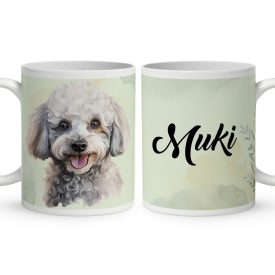   Névvel kérhető - Kis fehér uszkár portré mintás bögre