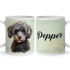 Névvel kérhető - Kis szürke uszkár portré mintás bögre