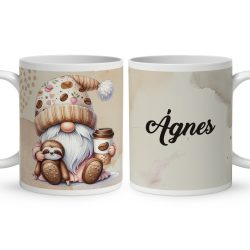   Névvel kérhető - Kávés manó cuki lajhárral mintás bögre