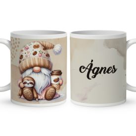   Névvel kérhető - Kávés manó cuki lajhárral mintás bögre