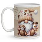 Névvel kérhető - Kávés manó cuki lajhárral mintás bögre