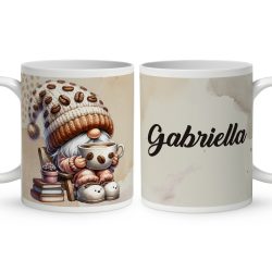   Névvel kérhető - Cuki kávés manó könyvvel mintás bögre