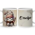 Névvel kérhető - Könyvmoly kávés manó mintás bögre