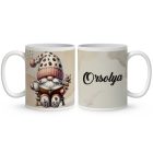 Névvel kérhető - Könyvmoly kávés manó mintás bögre