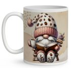 Névvel kérhető - Könyvmoly kávés manó mintás bögre