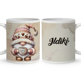   Névvel kérhető kávés manó - Előbb a kávét mintás bögre