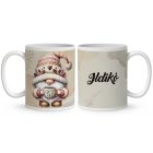 Névvel kérhető kávés manó - Előbb a kávét mintás bögre