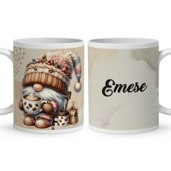 Névvel kérhető - Cappucino kávés manó mintás bögre