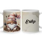 Névvel kérhető - kávés manó kávébabbal mintás bögre