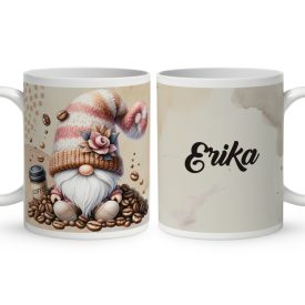   Névvel kérhető - kávés manó kávébabbal mintás bögre