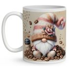 Névvel kérhető - kávés manó kávébabbal mintás bögre