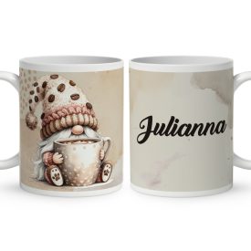   Névvel kérhető - Nagy bögrés kávés manó mintás bögre