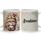 Névvel kérhető - Kávés manó sütikével mintás bögre