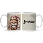 Névvel kérhető - Kávés manó sütikével mintás bögre