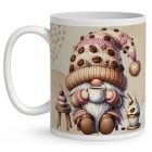 Névvel kérhető - Kávés manó sütikével mintás bögre