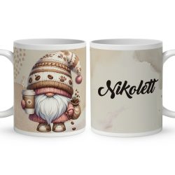Névvel kérhető - Kávés manó cókmókos mintás bögre